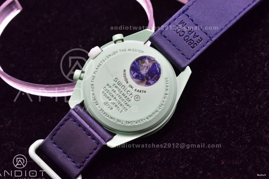 Strap Omega Nylon Earth Moonwatch to Bioceramic x on Quartz Swatch Mission 1228